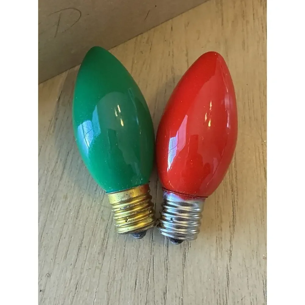 25 Vtg C9 Replacement Bulbs Ceramic Red Green Christmas Lights C-9 1/4 120V 7W